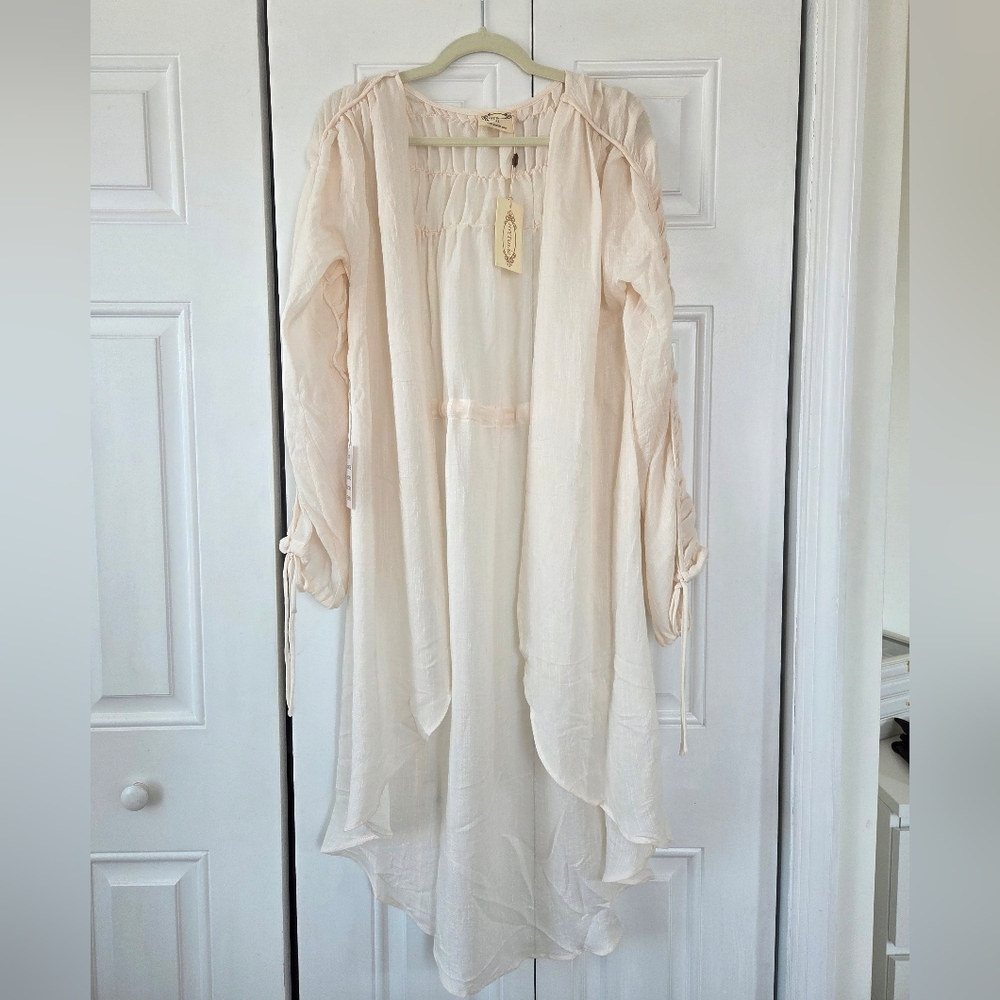 New With Tags! Joyfolie Cream Sheer Duster Cardigan Size Xs - Picture 3 of 6
